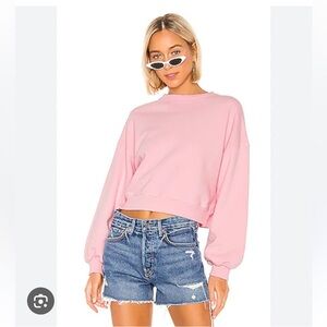Agolde | Pink Balloon Sleeve Cropped Sweatshirt